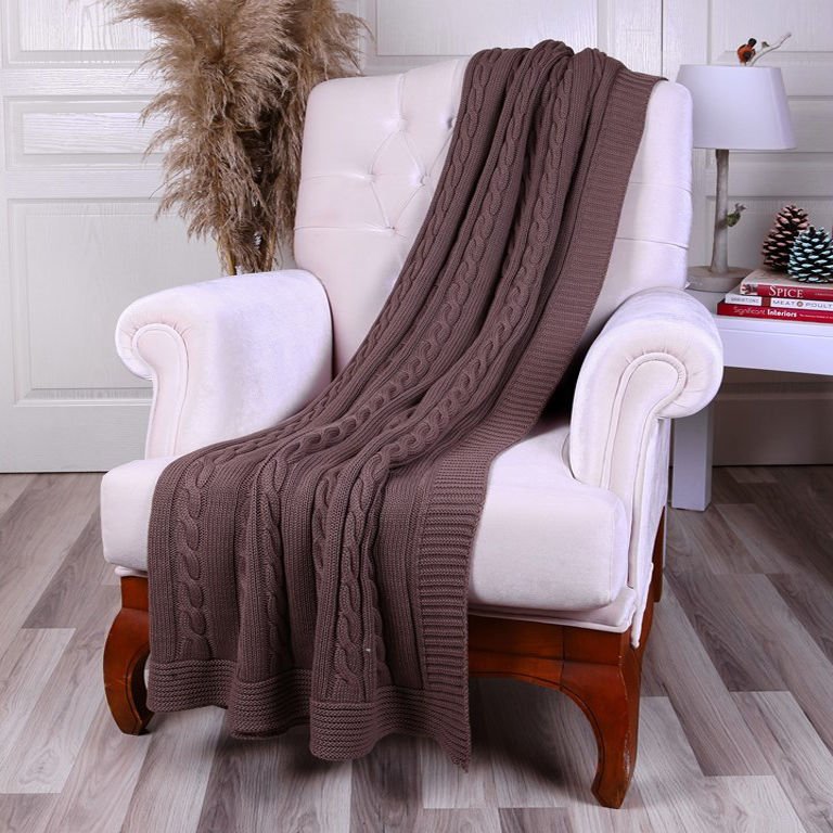 TP14026 Örgü Koltuk Şalı Moka