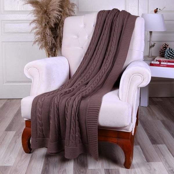 TP14026 Örgü Koltuk Şalı Moka