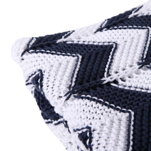 TP15001 Örgü Koltuk Şalı Lacivert - Ekru