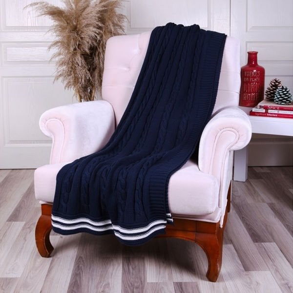 TP15002 Örgü Koltuk Şalı Lacivert