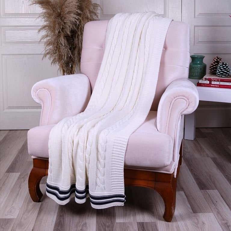 TP15002 Örgü Koltuk Şalı Ekru