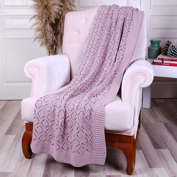 TP15006 Örgü Koltuk Şalı Pudra