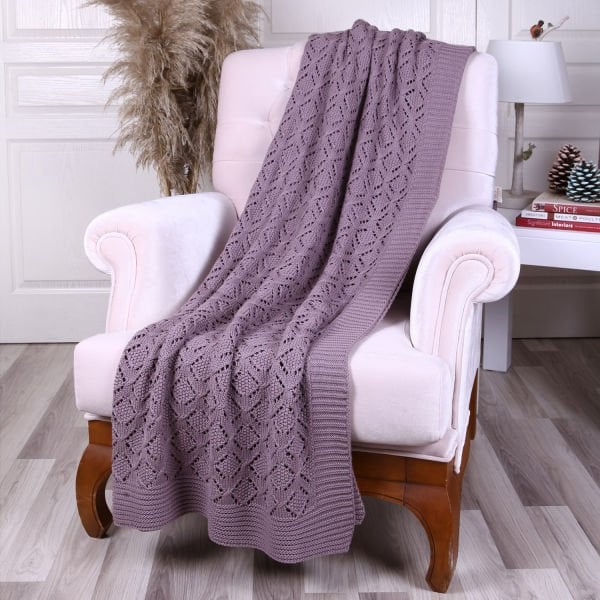 TP15006 Örgü Koltuk Şalı Mürdüm