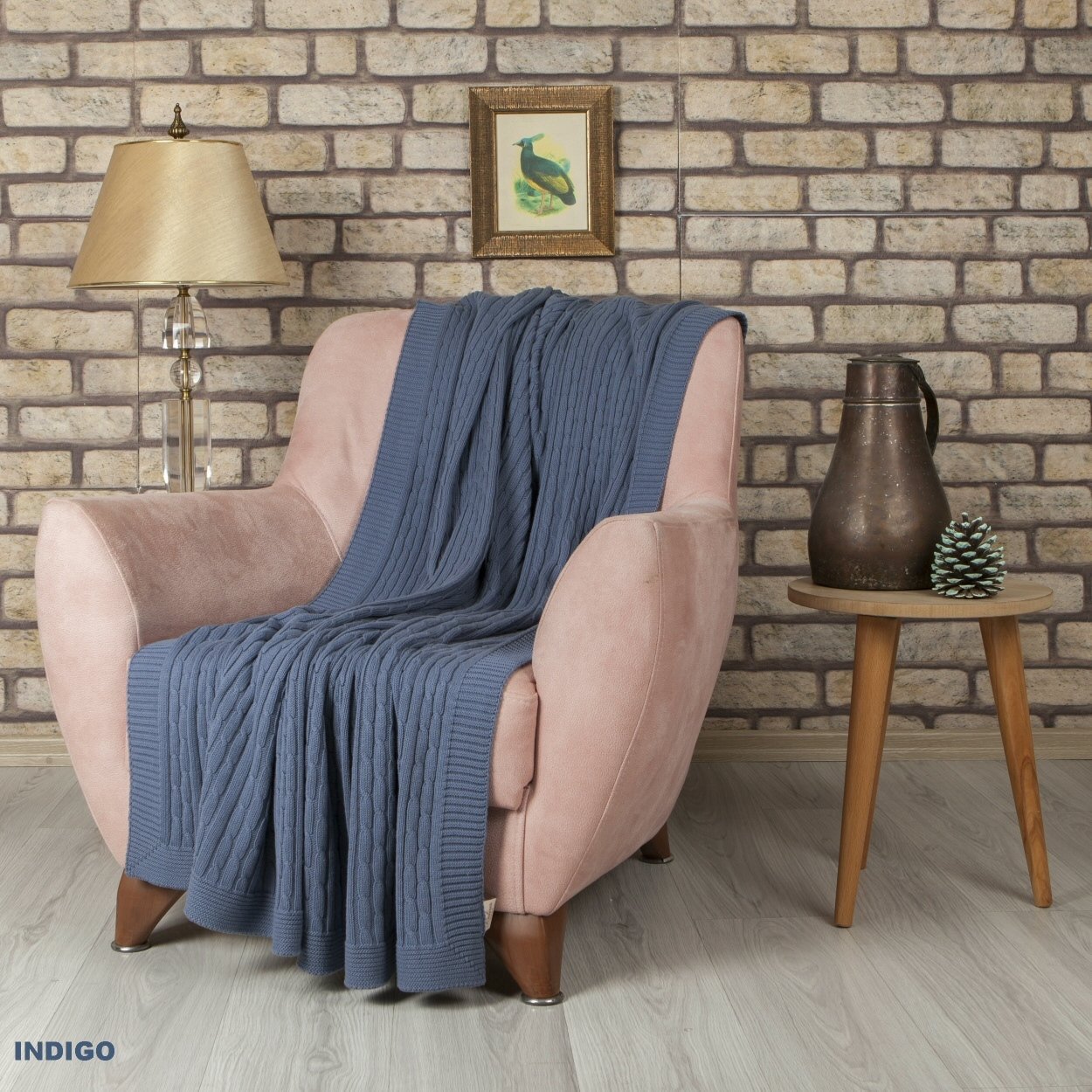 Örgü Koltuk Şalı İndigo