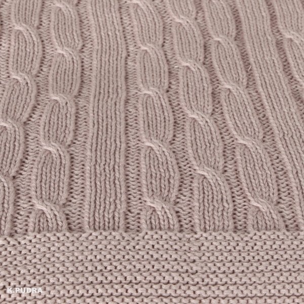 Örgü Koltuk Şalı Pudra