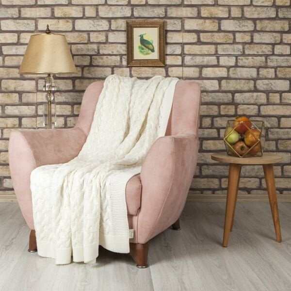 Örgü Koltuk Şalı Ekru