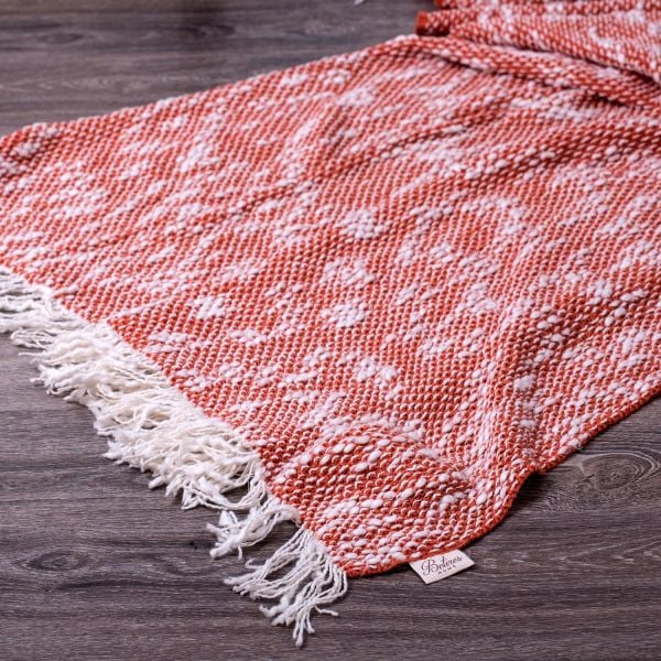 Örgü Koltuk Şalı Nar Çiçeği