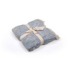 Örgü Koltuk Şalı Mavi