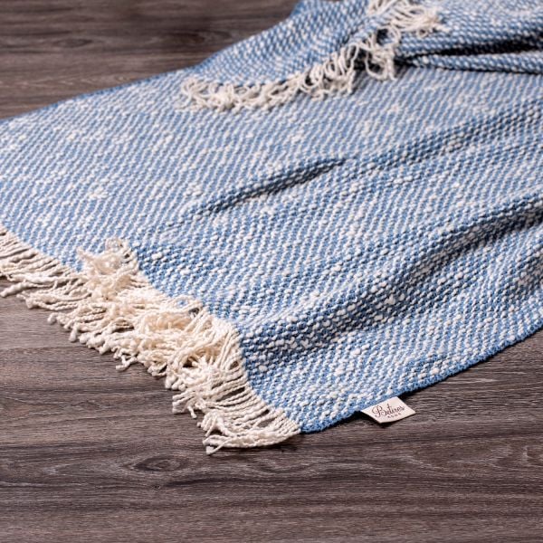 Örgü Koltuk Şalı Mavi