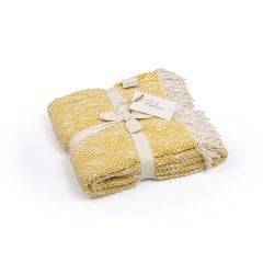 Örgü Koltuk Şalı Koyu Sarı