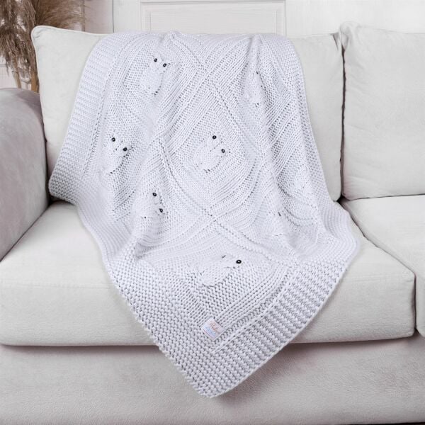 Bb14002 Örgü Bebek Battaniye Mavi