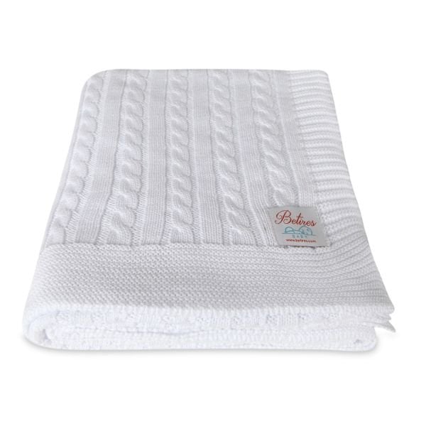 Bb15003 Örgü Bebek Battaniye Beyaz