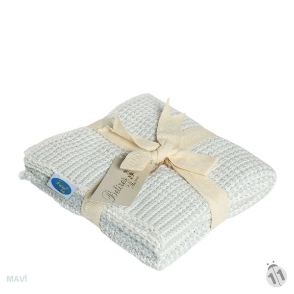 BB15007 Örgü Bebek Battaniye Mavi