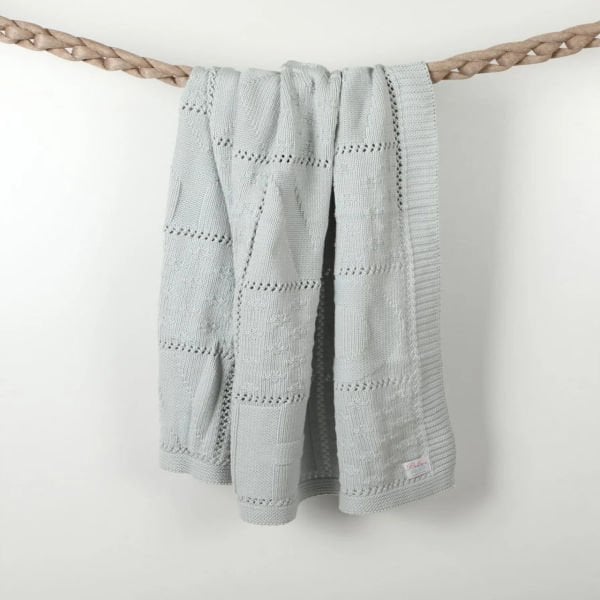 Bb16001 Örgü Bebek Battaniye Mavi