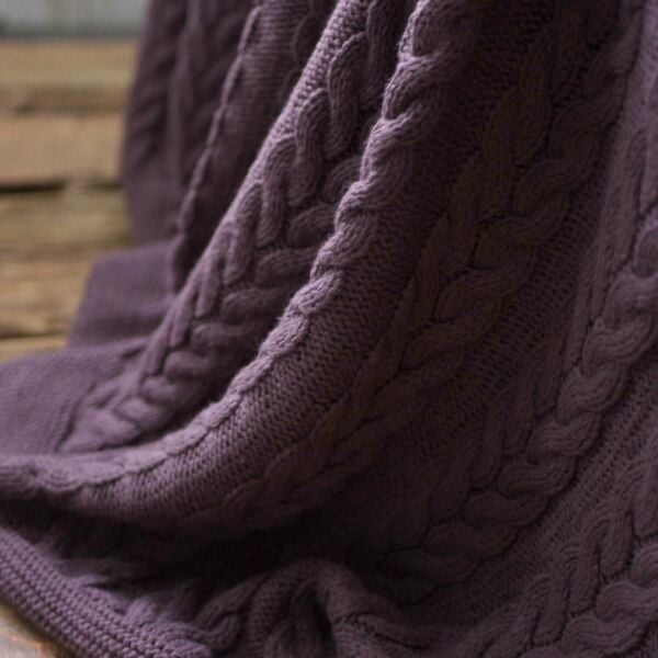 Ca15002 Örgü Battaniye Mürdüm