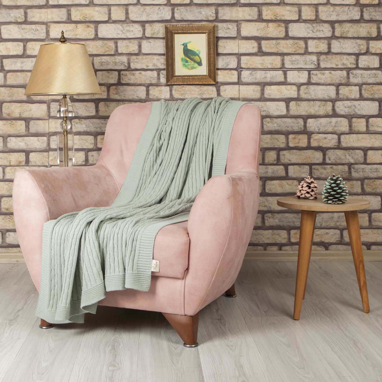 Tp15007 Örgü Koltuk Şalı Mint