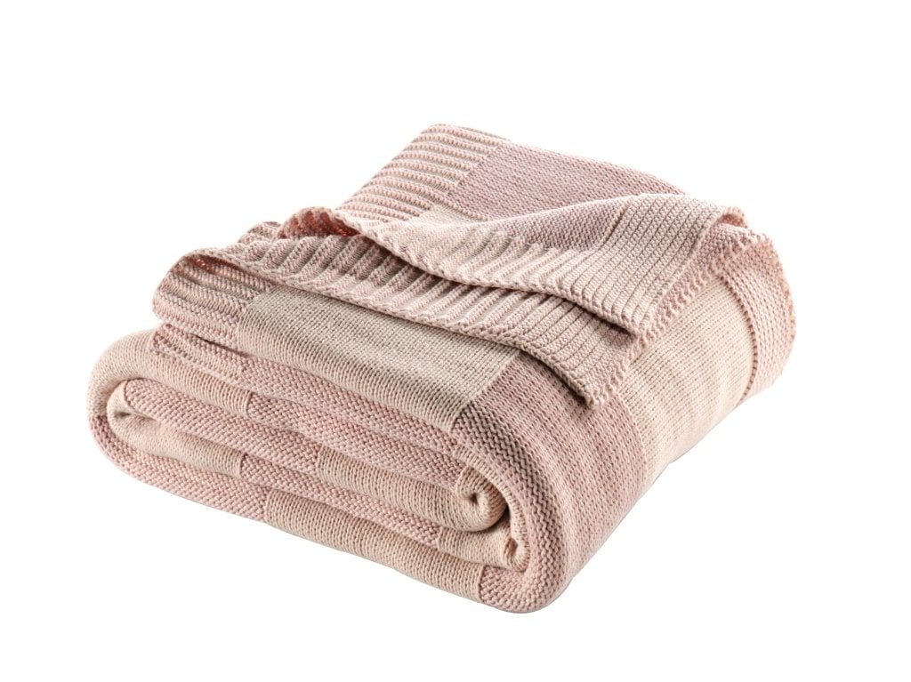 Ca18002 Örgü Battaniye Pudra