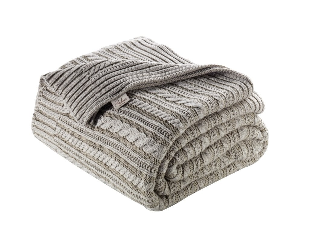 Ca18003 Örgü Battaniye Koyu Bej