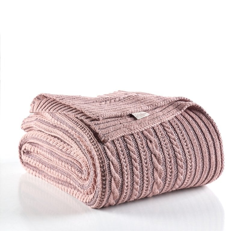 Ca18003 Örgü Battaniye Gül Kurusu