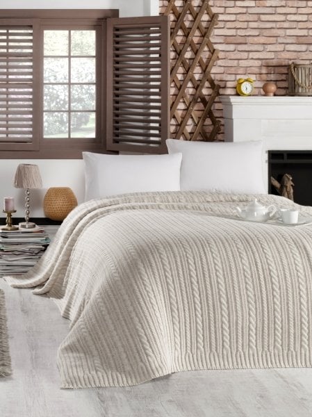 Ca18003 Örgü Battaniye Taş