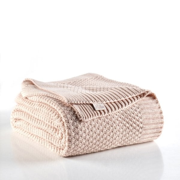 Ca18014 Örgü Battaniye Pudra