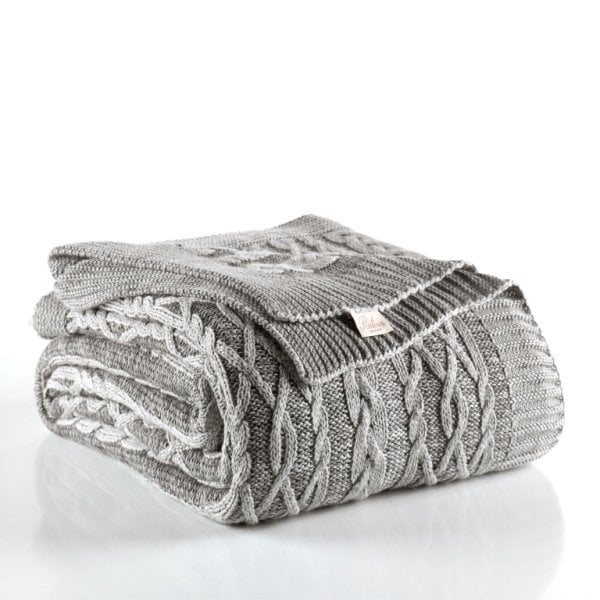 Ca19001 Örgü Battaniye Gri