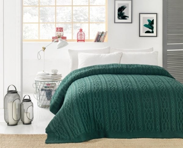 Ca19001 Örgü Battaniye Haki