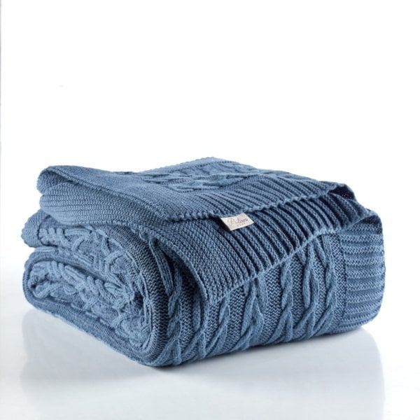 Ca19001 Örgü Battaniye İndigo