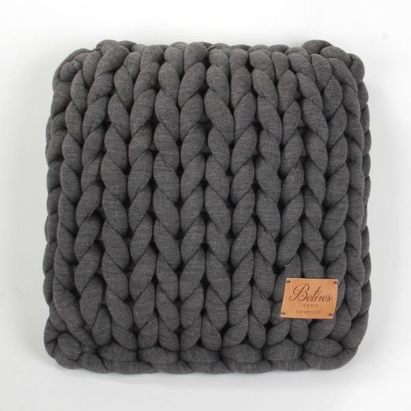 Chunky Örgü Yastık Füme