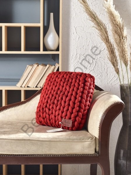 Hmy1801 Chunky Örgü Yastık Kiremit