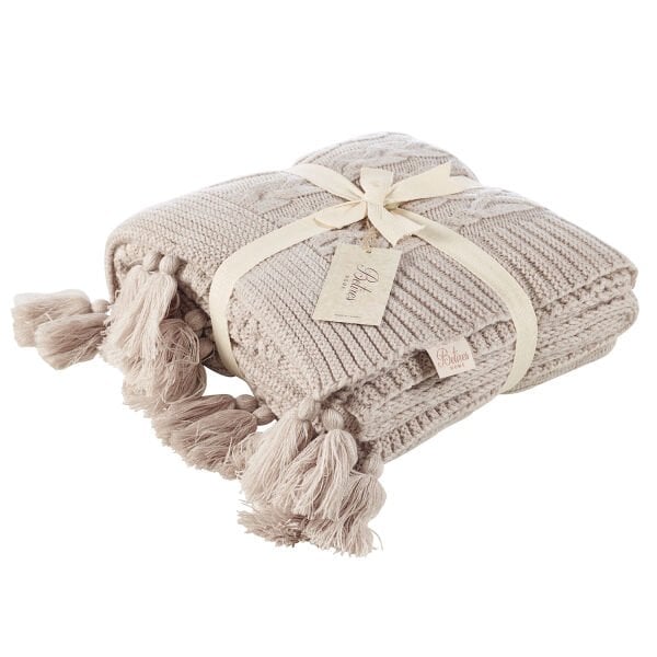 Ta13002 Örgü Koltuk Şalı BEJ