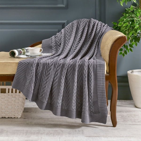 Tp21001 Örgü Koltuk Şalı GRİ